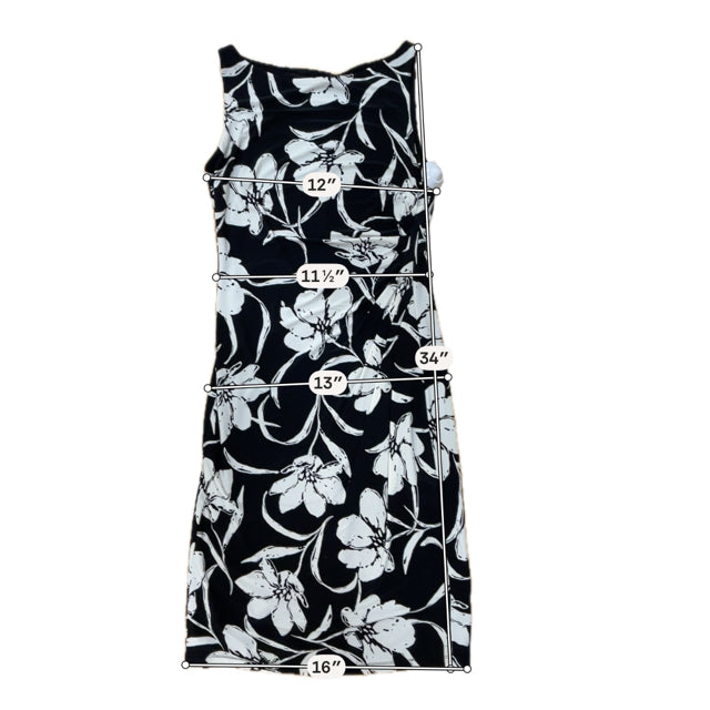 Lauren Ralph Lauren Black &amp;amp; White Floral Sleeveless Sheath Dress Size 4