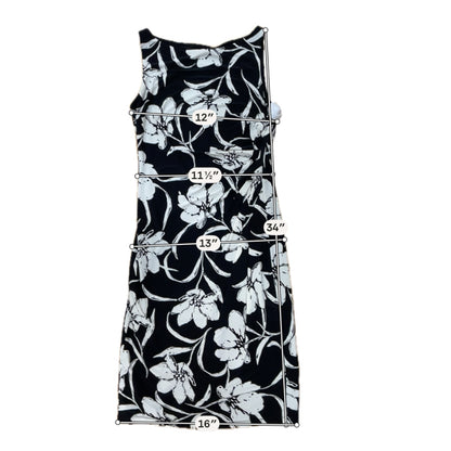 Lauren Ralph Lauren Black &amp;amp; White Floral Sleeveless Sheath Dress Size 4