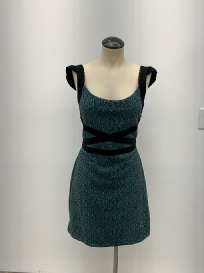 Free People Magic Garden Green &amp; Black Floral Boho Mini Dress Size Large - ONLINE ONLY