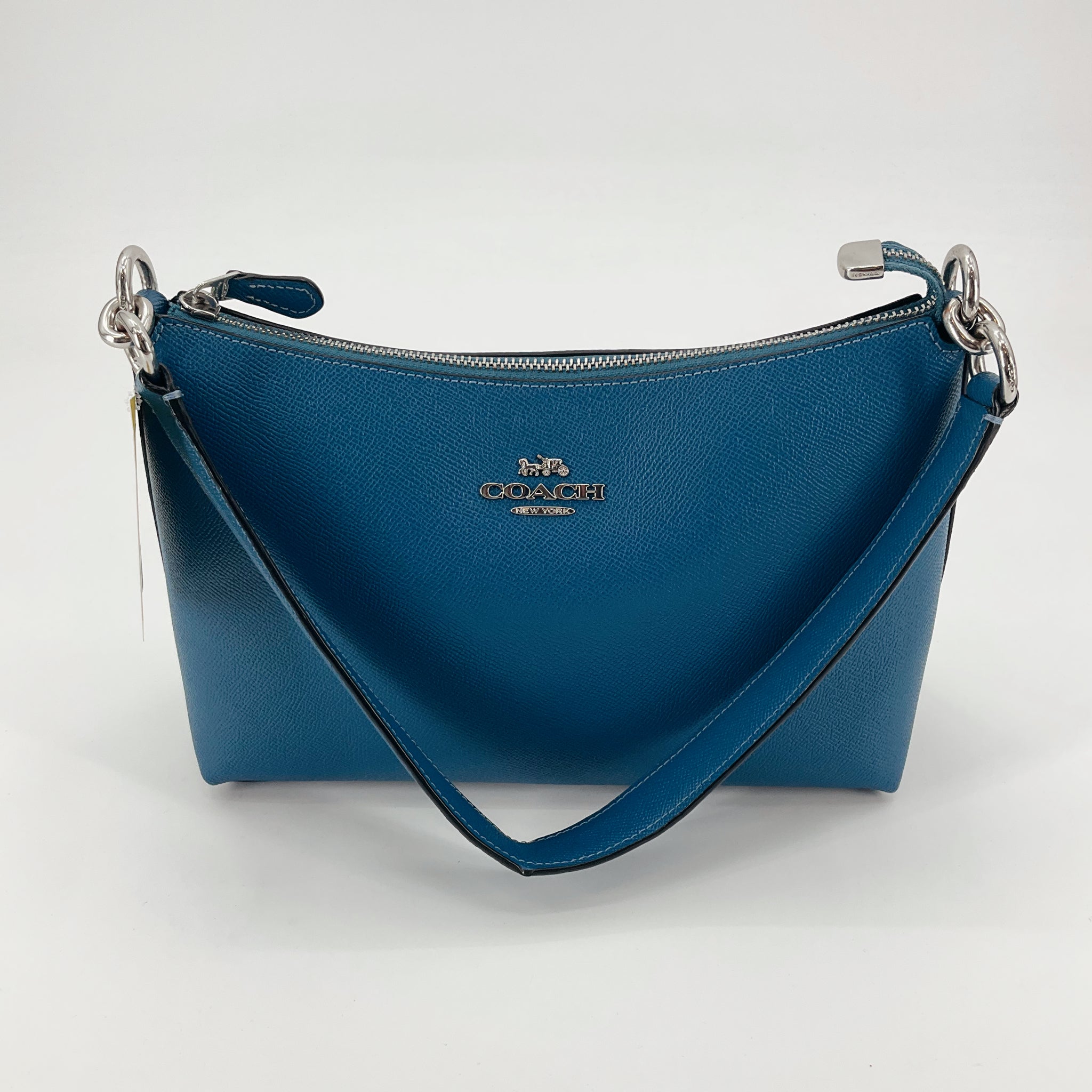 Coach Lewis Shoulder Bag in Turquoise Crossgrain Leather