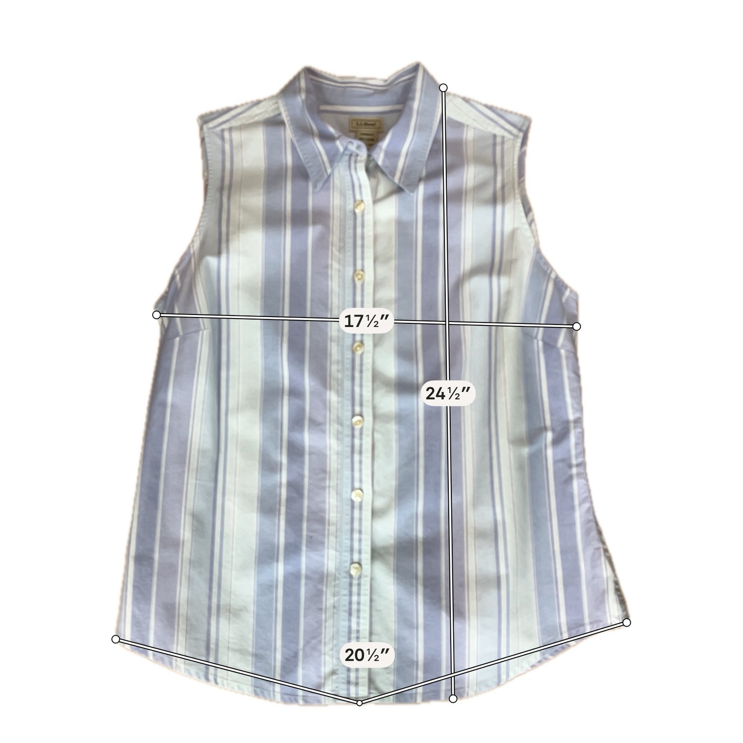 L.L.Bean Striped Sleeveless Button-Down Cotton Shirt | Women&