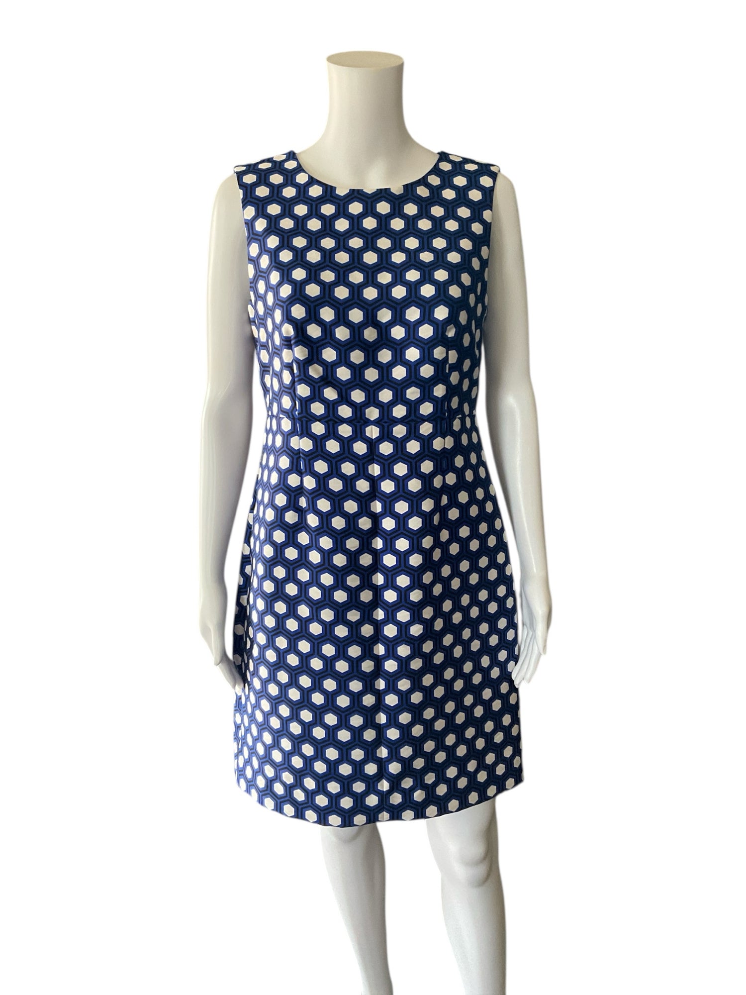 Diane von Furstenberg Blue &amp; White Octagon Print Dress – Women’s Size 8 - ONLINE ONLY