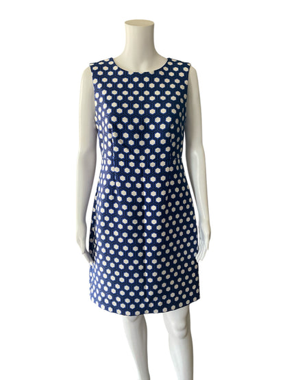 Diane von Furstenberg Blue &amp; White Octagon Print Dress – Women’s Size 8 - ONLINE ONLY