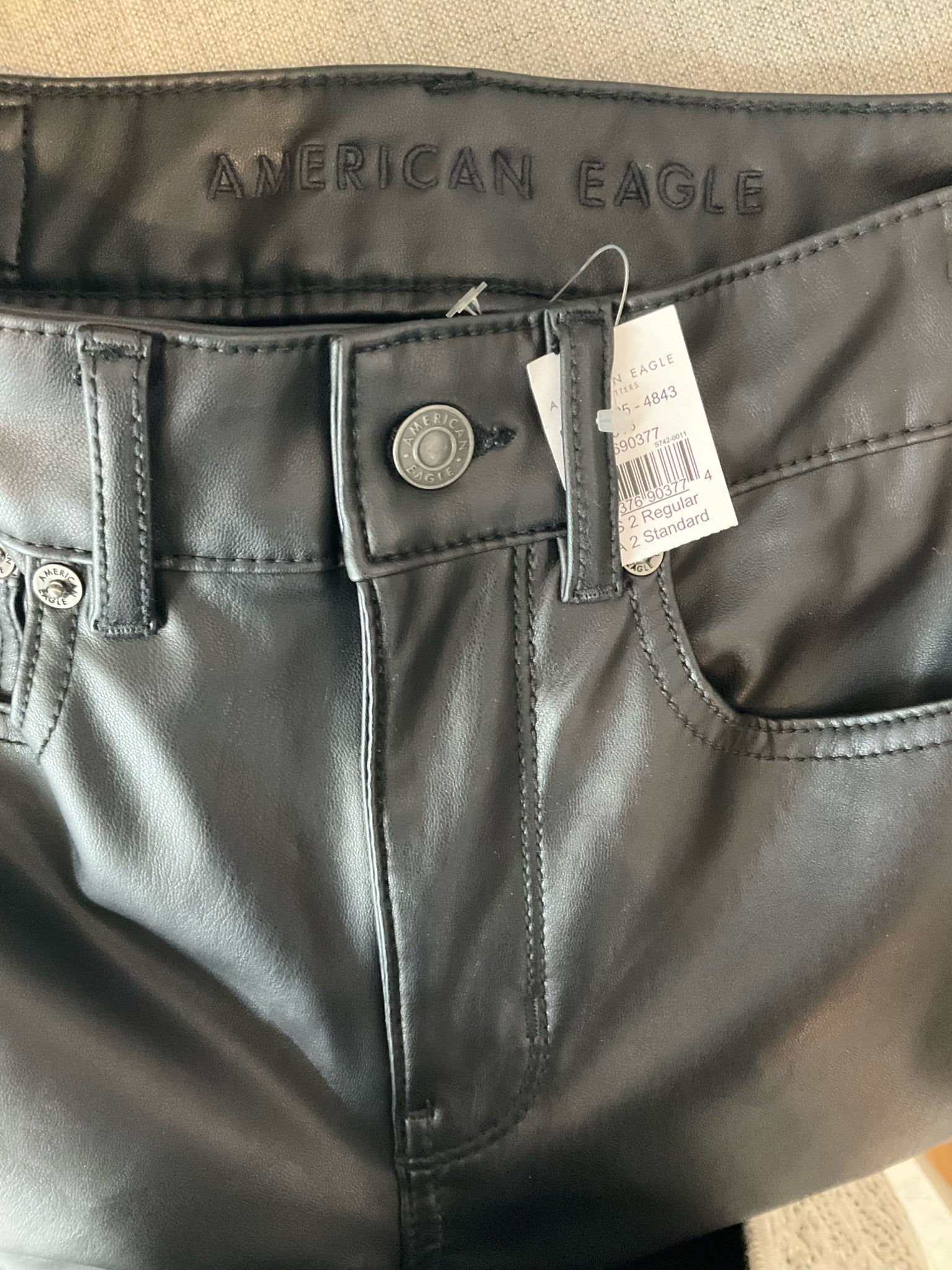 American Eagle Black Pant Faux Leather High Waisted Flare Pants Black Size 2 - Size 2