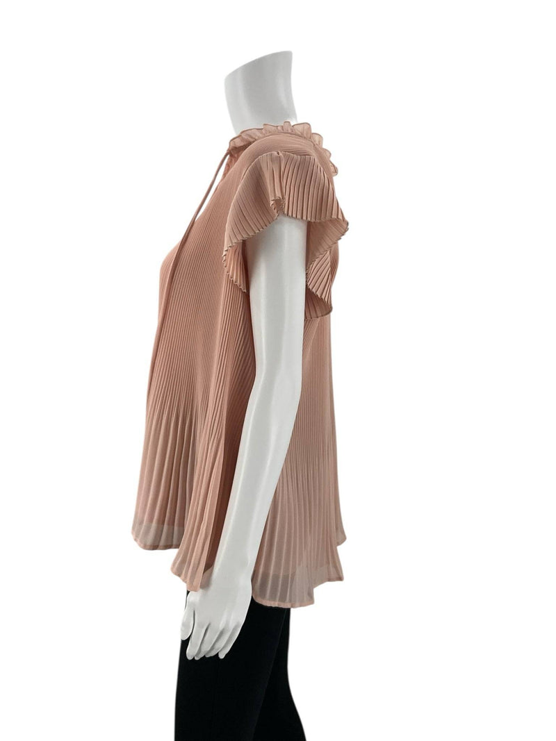 Voy Pink Ruffle Pink Solid Pre-Owned Ladies New with Tags Top - Size Small - Margaret’s Fine Consignment