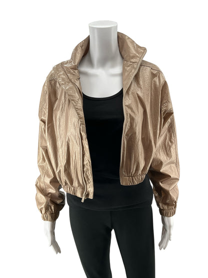 All in Motion Metallic Rose Gold Cropped Bomber Jacket Windbreaker Size XS