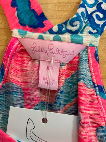 Lilly Pulitzer Marlowe Dress XS First Impression Print Pink Blue Swing Tank