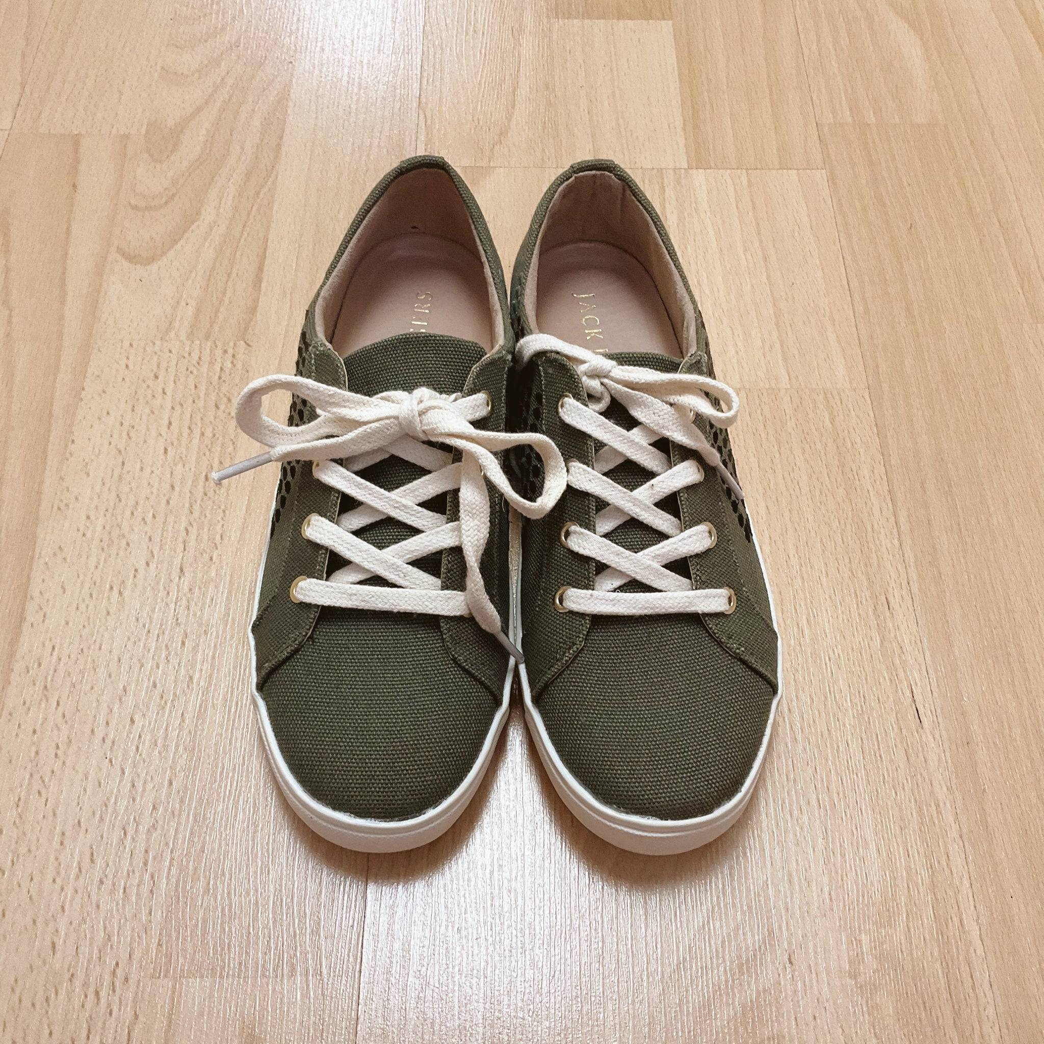 Jack Rogers Olive Pre-Owned Ladies Sneakers - Size 7.5 - Margaret’s Fine Consignment