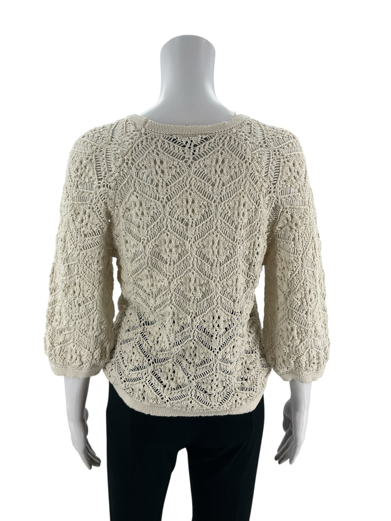 Simply Vera Cream Crochet Pre-Owned Ladies Top - Size XS - Margaret’s Fine Consignment