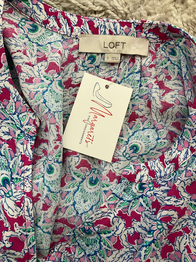 Loft Pink/Multi Floral Pre-Owned Ladies Top - Size Small
