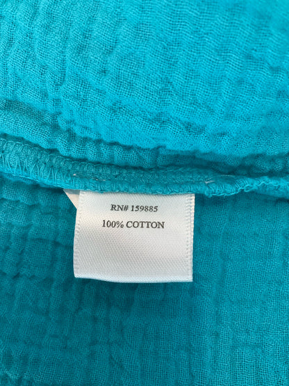 bobi Los Angeles Gauze V-Neck Tank Top Braided Trim Turquoise Medium