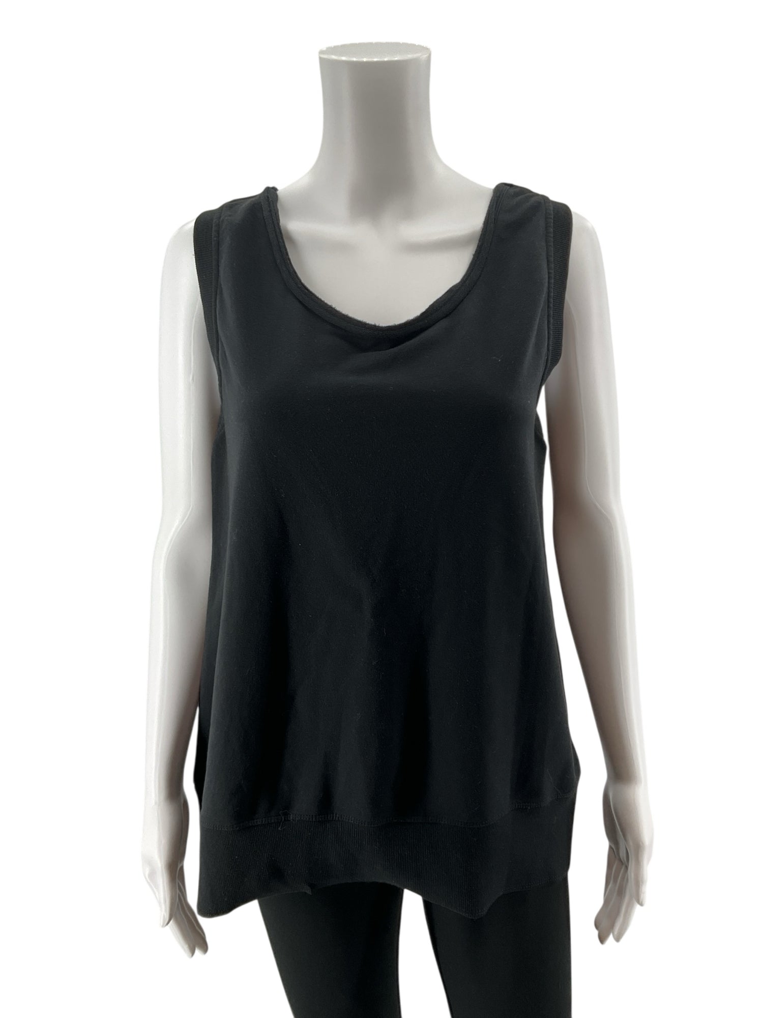 Central Park Black Asymmetrical Drape Back Tank Top Size XL