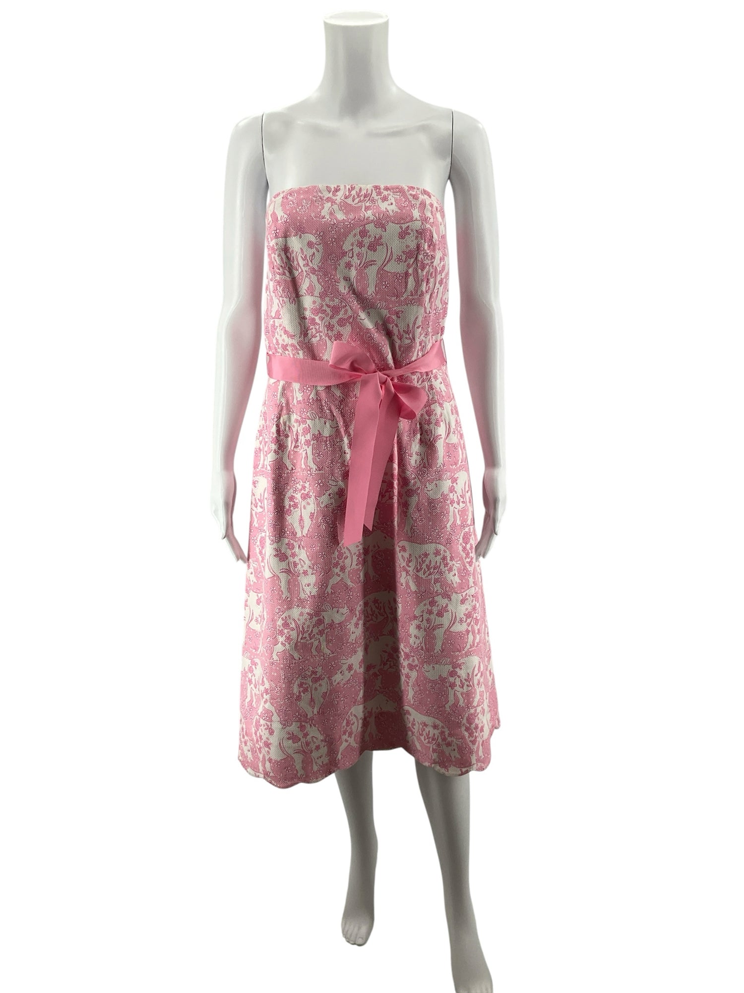 Lilly Pulitzer Delia Strapless Dress First Impression Elephant Print Size 12