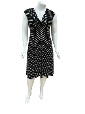 Chaps Black/White Polka Dot Dress Size XL