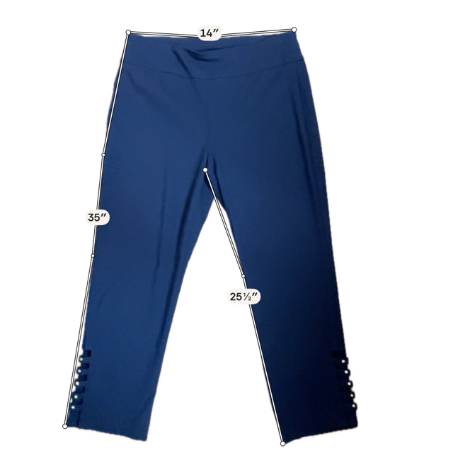 Attyre New York Navy Blue Pull-On Stretch Ankle Pants Size 10