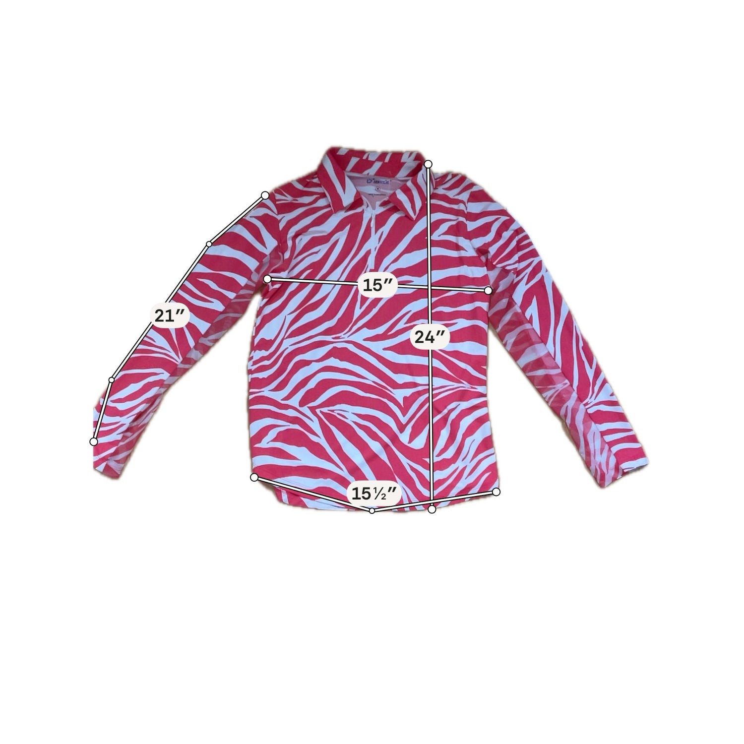 IBKUL Zebra Print IceFil Long Sleeve Half-Zip Pullover Size Medium