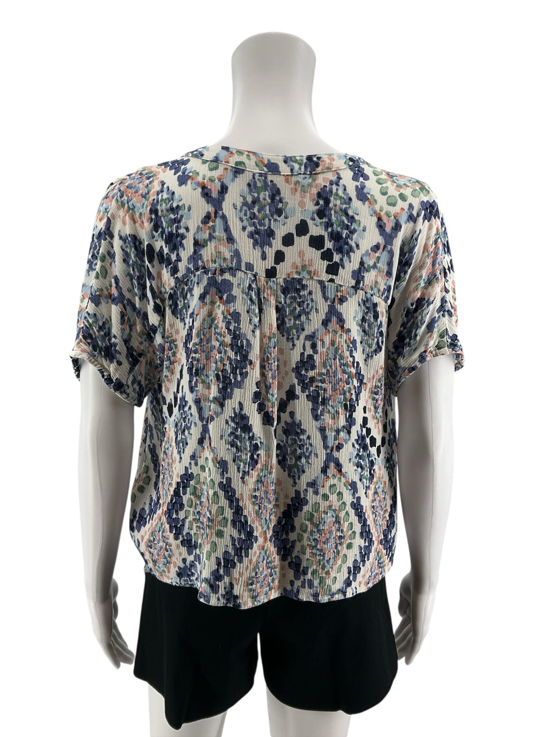 Lovestitch Boho Ikat Print Tie Front Top Blouse Medium Petite