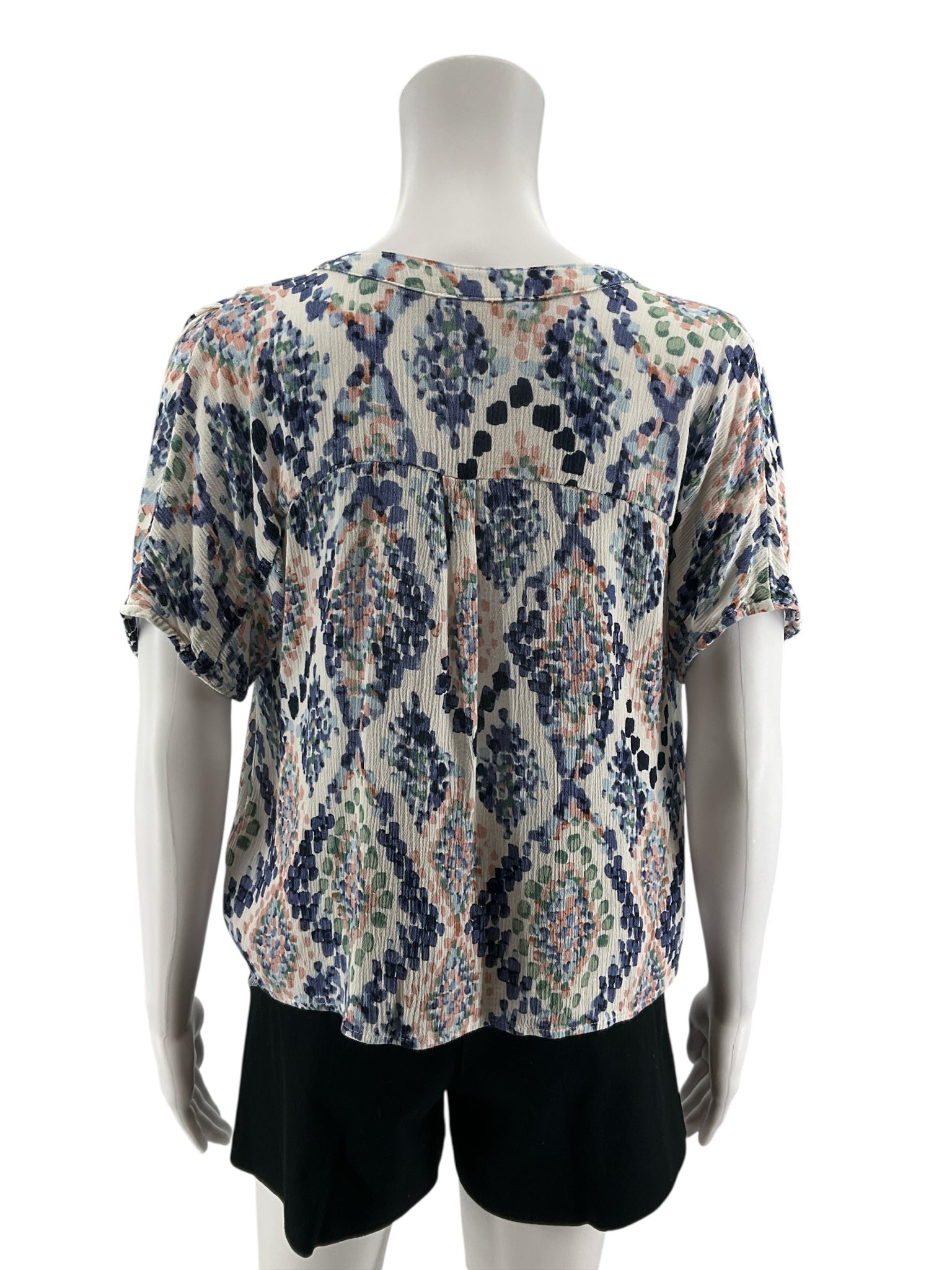 Lovestitch Boho Ikat Print Tie Front Top Blouse Medium Petite