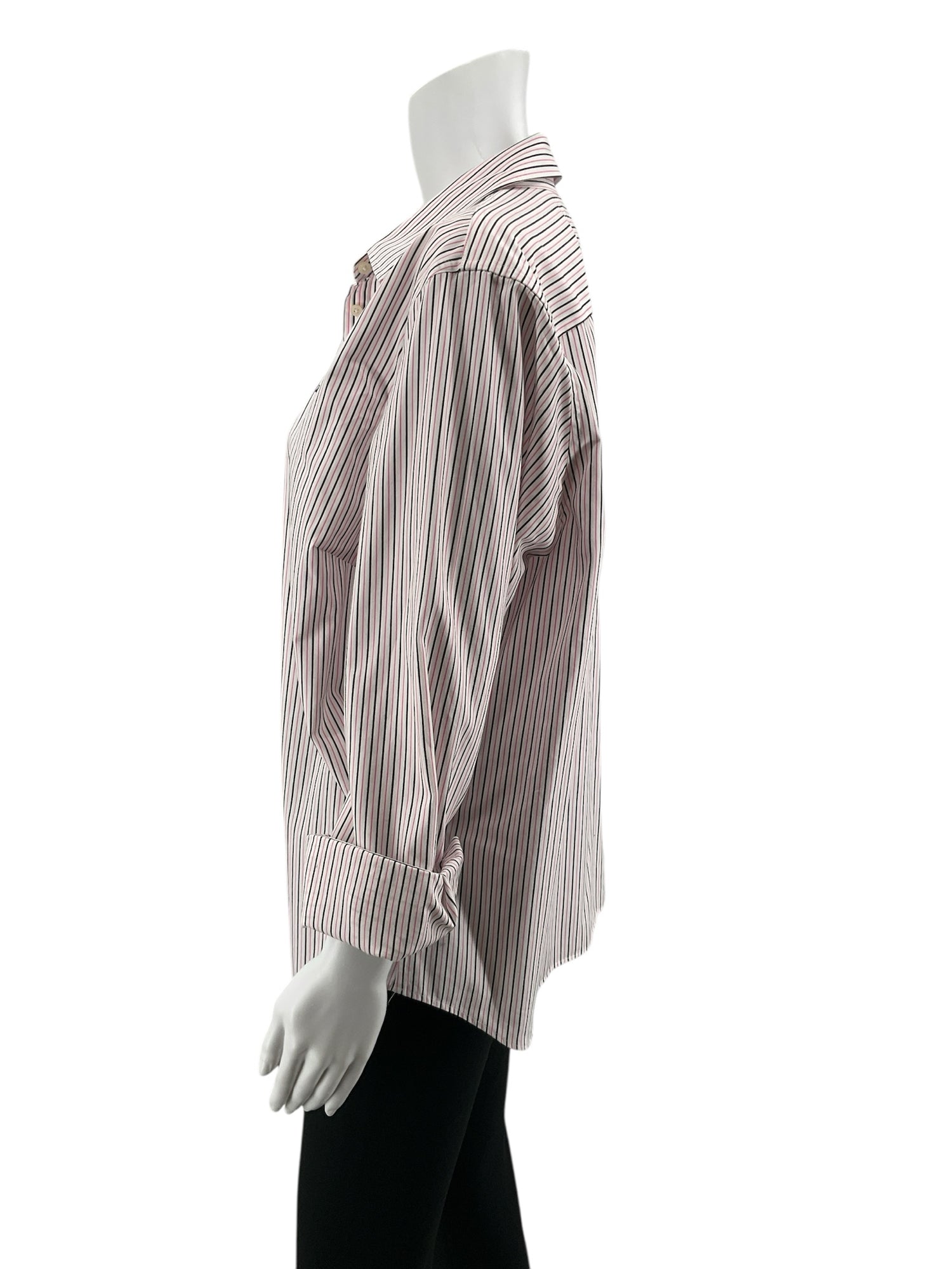 Lauren Ralph Lauren Pink &amp; Black Stripe Button-Down Shirt Size XL
