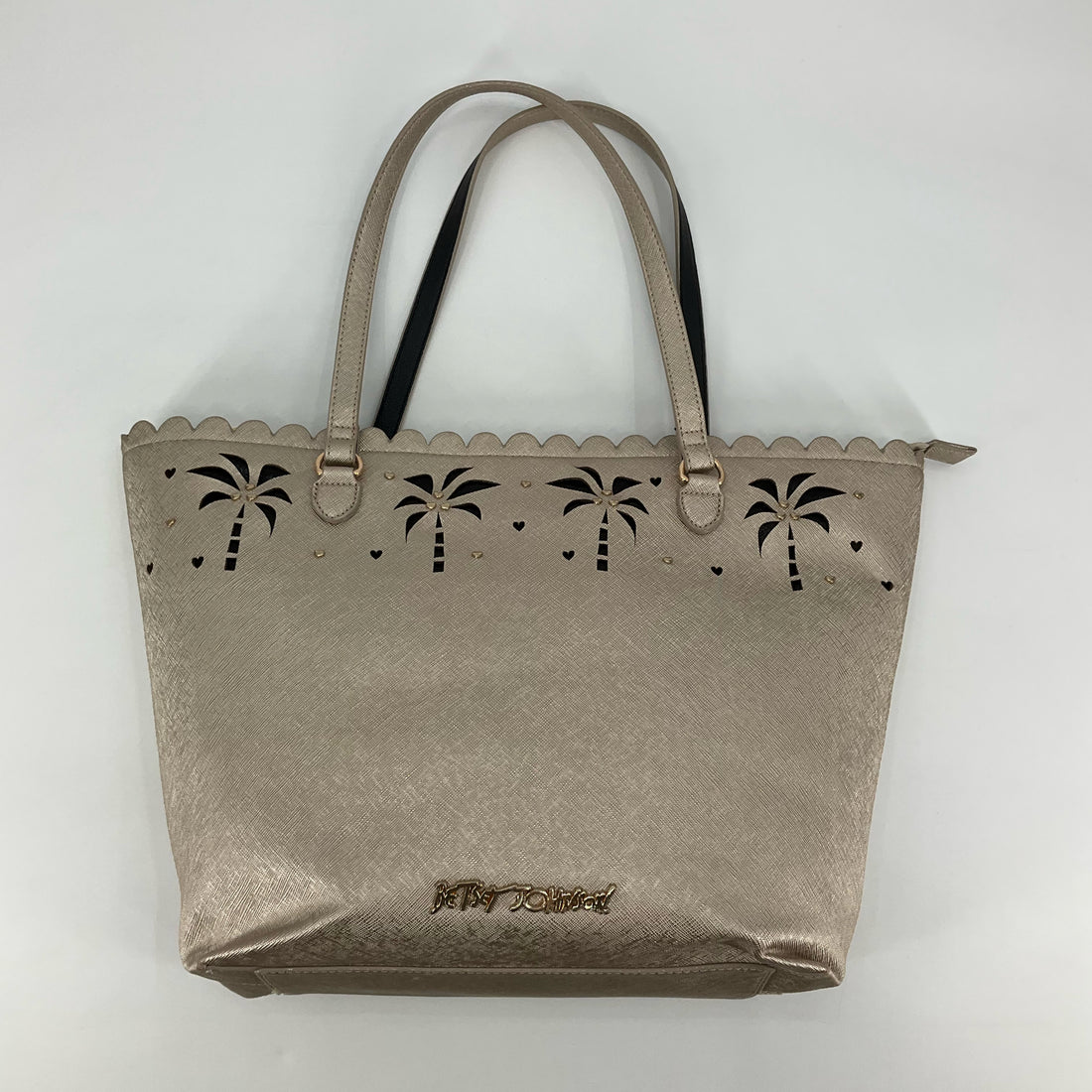 Betsey Johnson Palm Tree Cutout Tote Bag Gold Metallic NWT