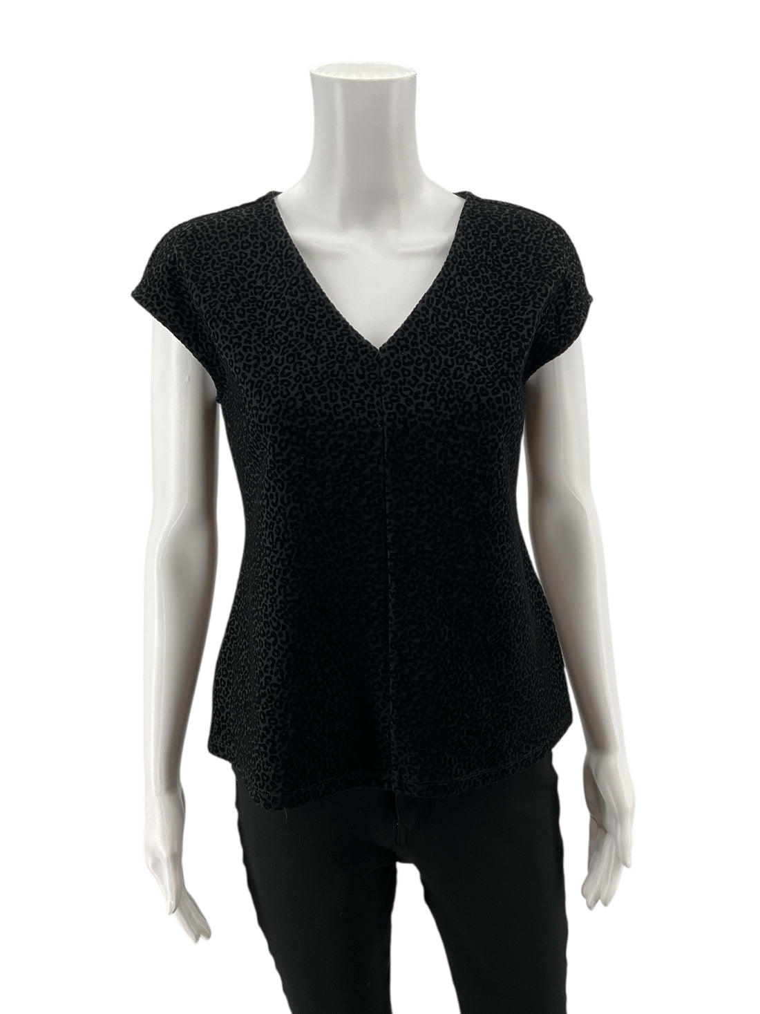 Ann Taylor Black Animal Pre-Owned Ladies New with Tags Top - Size Medium Petite - Margaret’s Fine Consignment