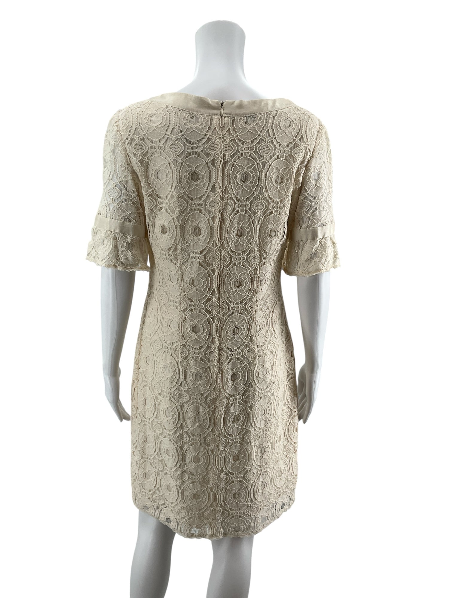 Liz Claiborne Cream Floral Lace Shift Dress Size 12