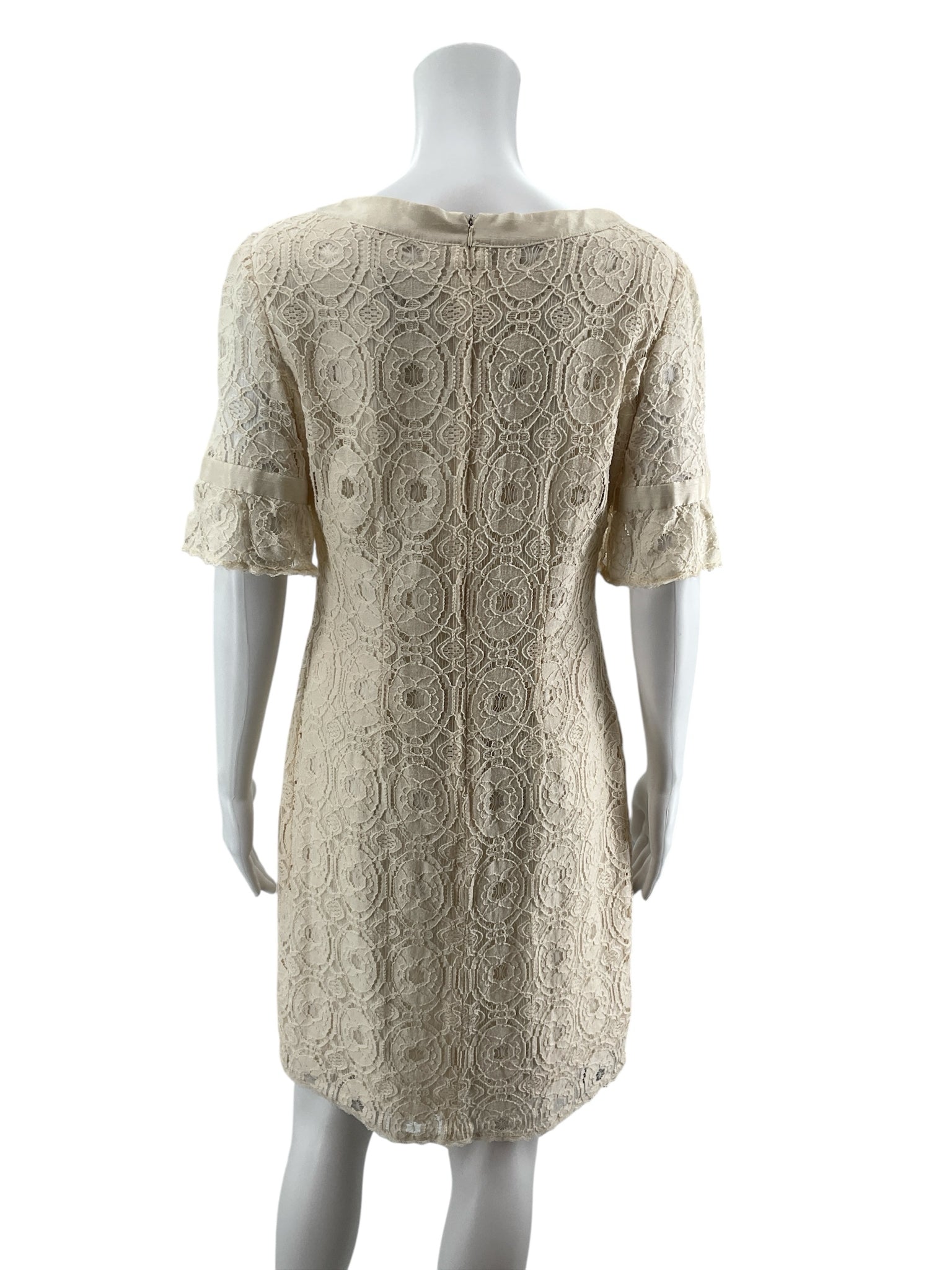 Liz Claiborne Cream Floral Lace Shift Dress Size 12