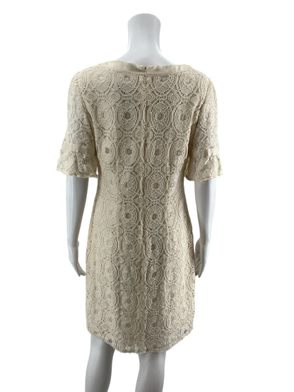 Liz Claiborne Cream Floral Lace Shift Dress Size 12