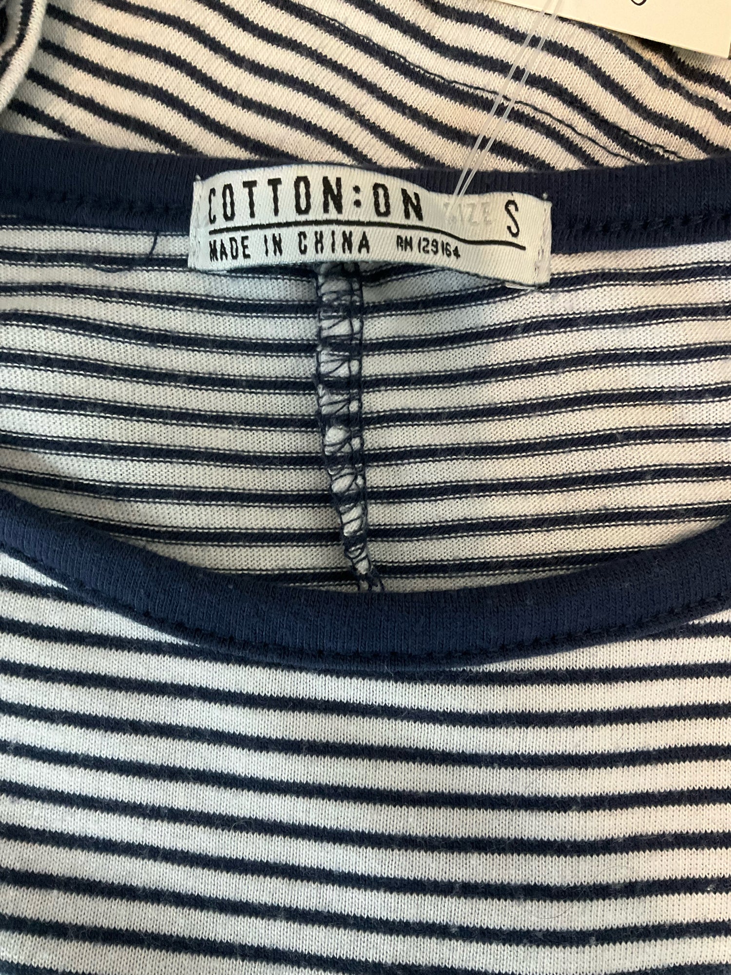 Cotton On Size Small White/Navy Stripe Pre-Owned Ladies Dress
