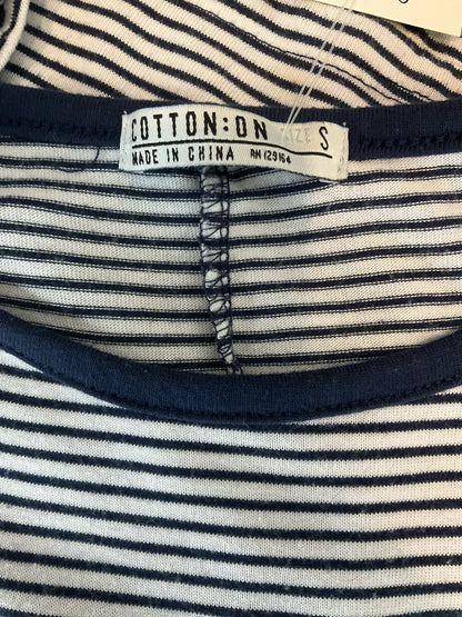 Cotton On Size Small White/Navy Stripe Pre-Owned Ladies Dress