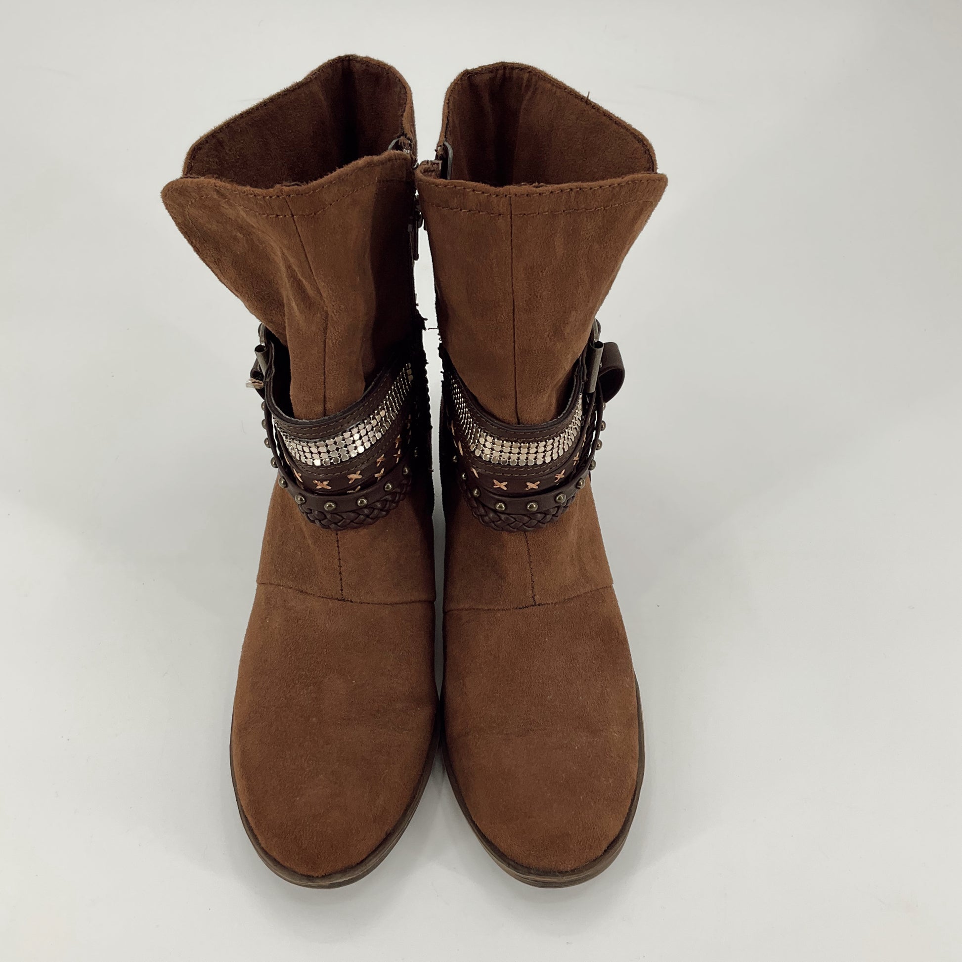 Sugar Brown Buckle Boots Size 8.5 - front view