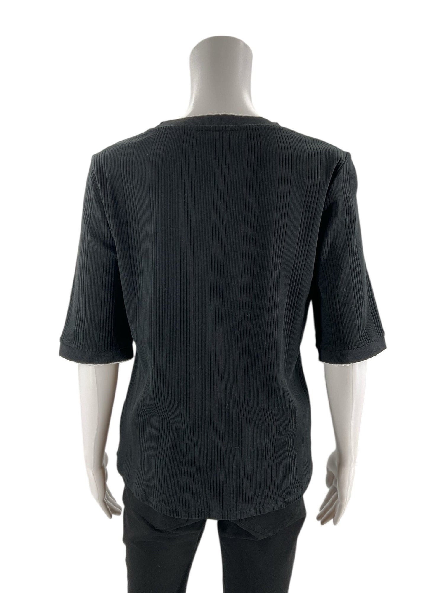 Talbots - Black Ribbed Pre-Owned Ladies Casual Top - Size Large