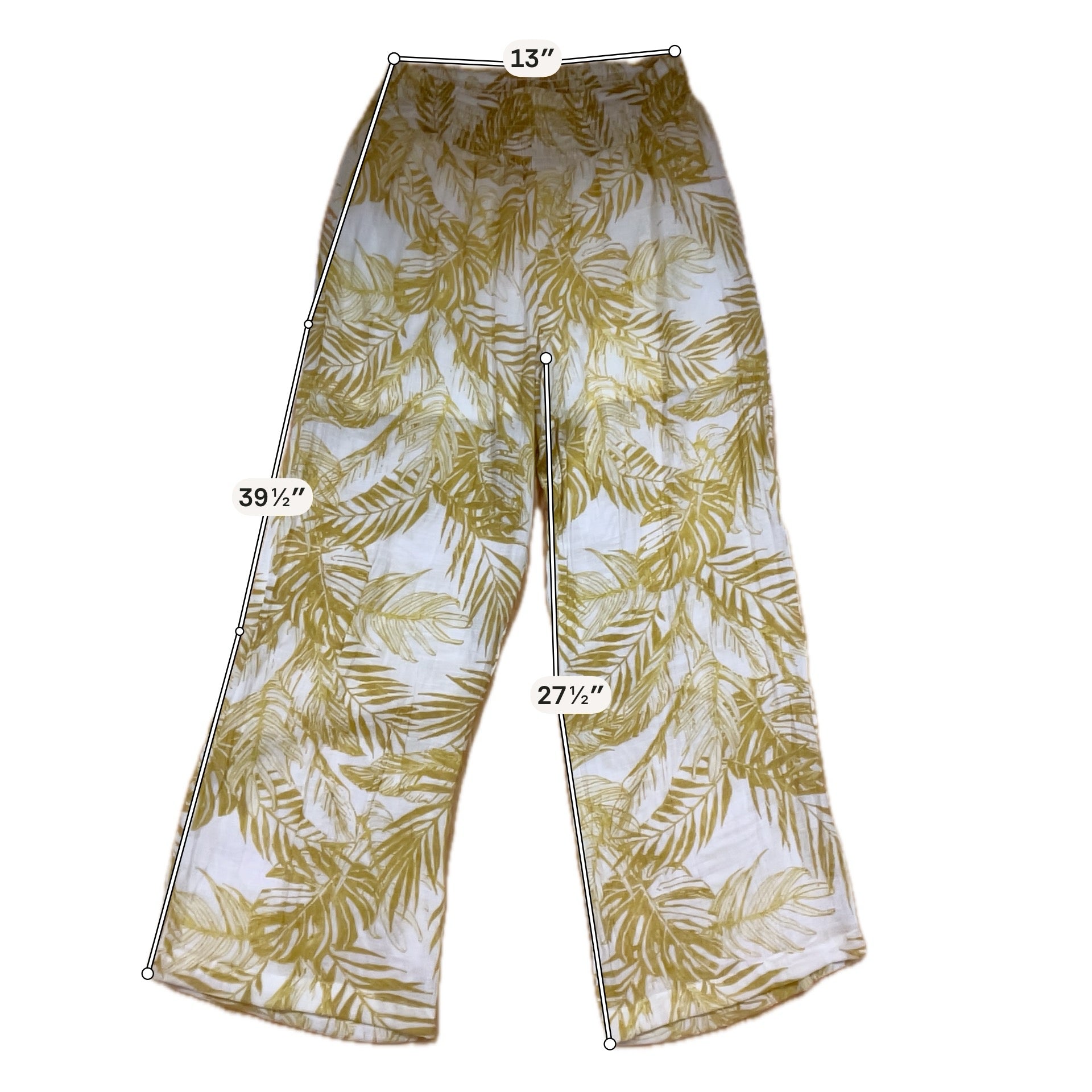 Nanette Lepore Mustard Palm Leaf 2-Piece Set Top &amp; Pants | Size Medium