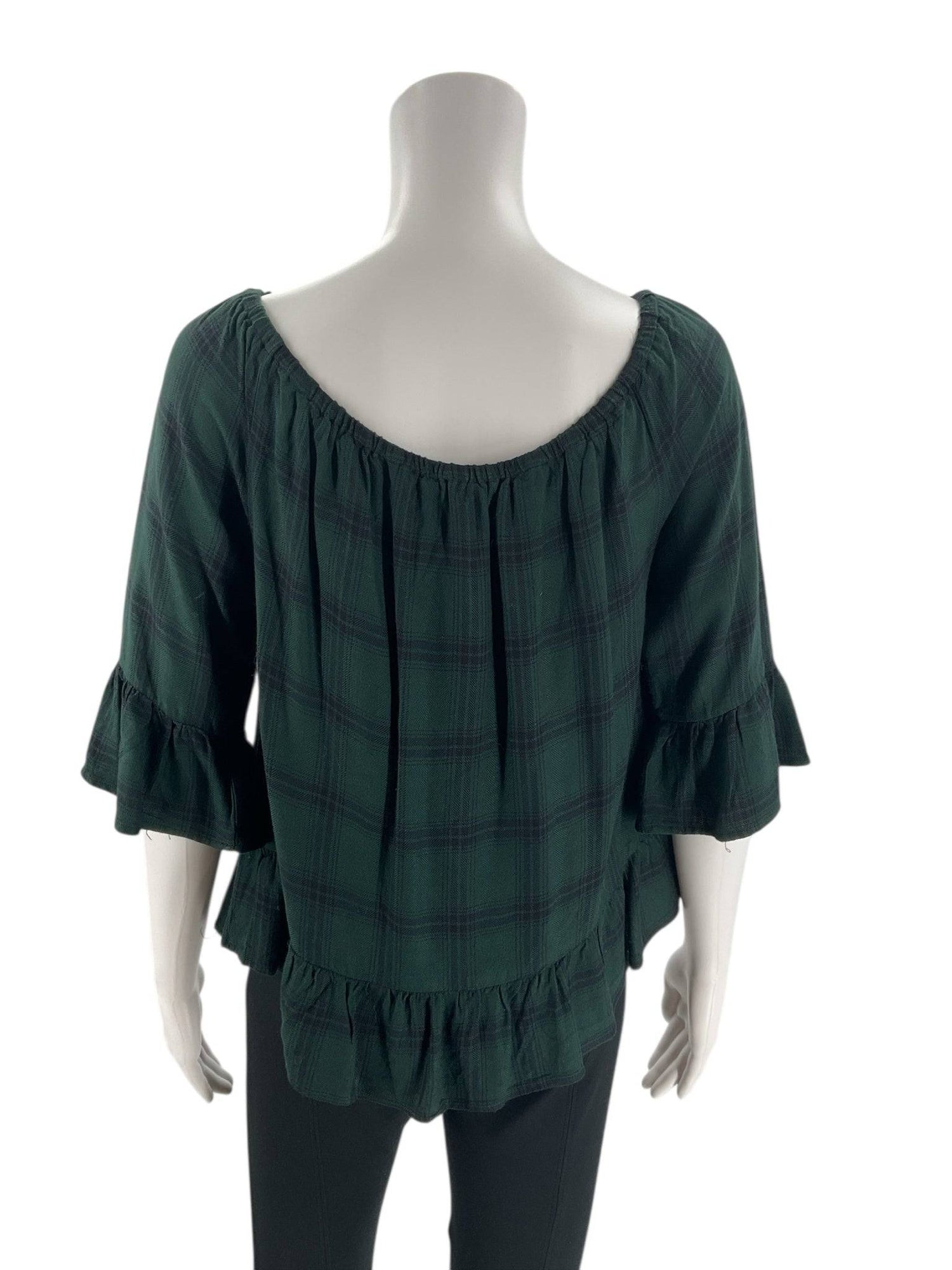 BB Dakota Green/Black Plaid Top - Size Small - Margaret’s Fine Consignment