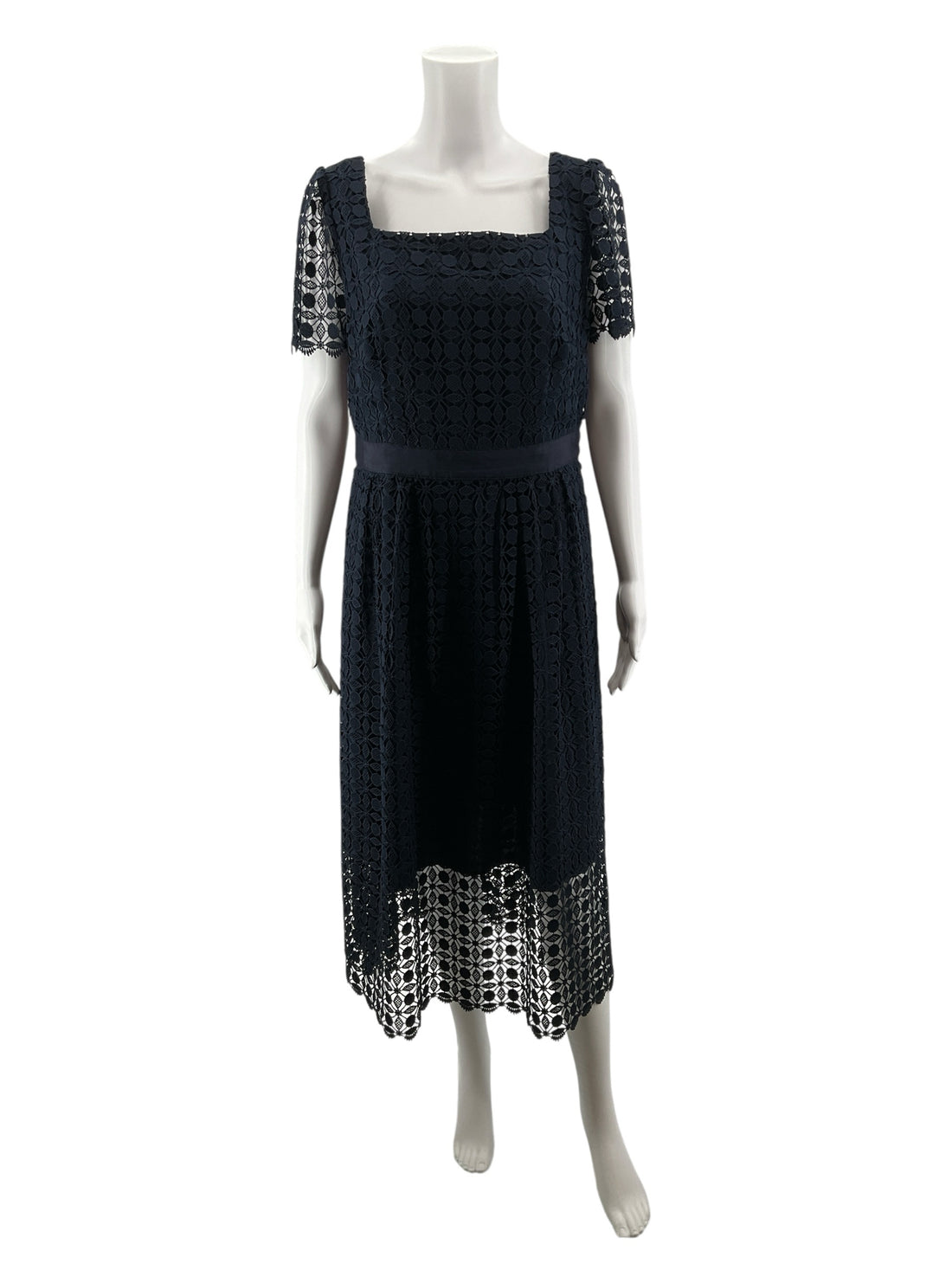 Talbots Navy Blue Lace Square Neck A-Line Dress NWT Size 10
