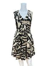 Diane von Furstenberg Tan/black Fit and Flare DVF Animal Print Wool Silk Flare Dress Size 0 - Size 0