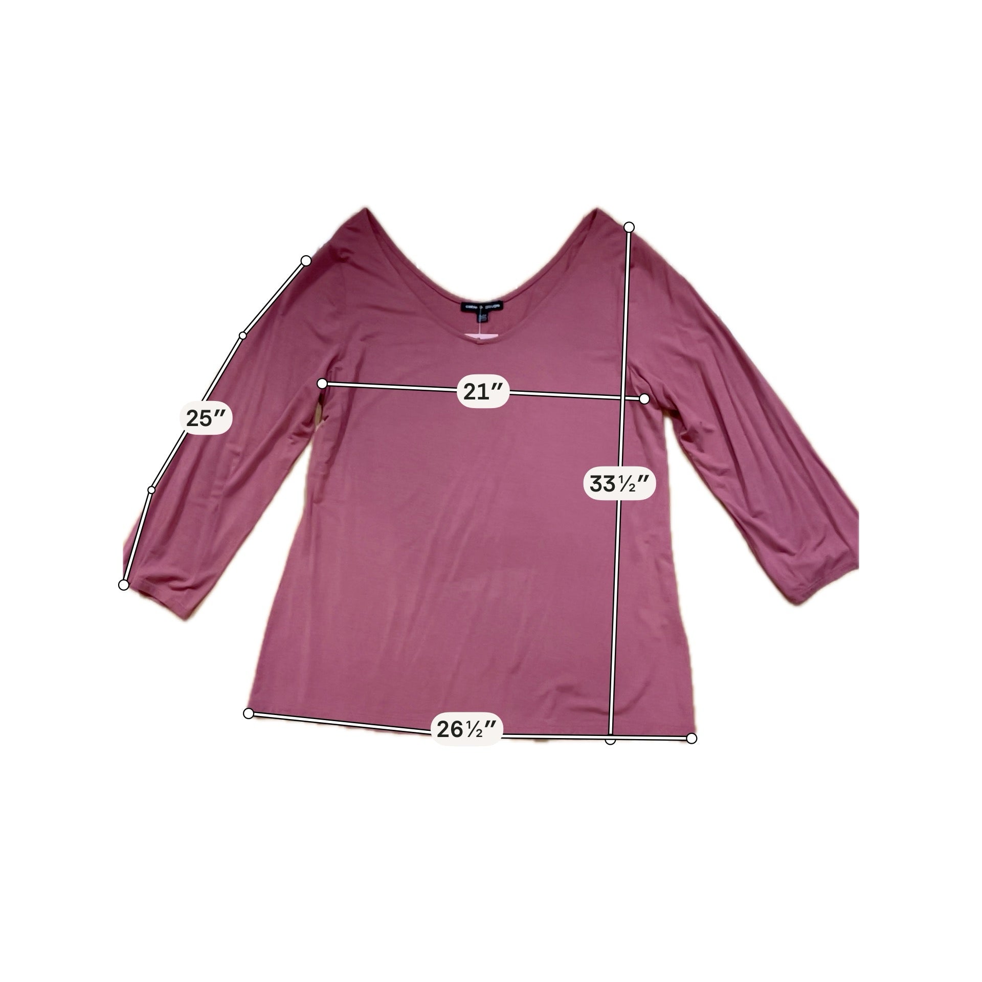 Cable &amp; Gauge Salmon Pink Modal Blend Tunic Top 3/4 Sleeve Size XL