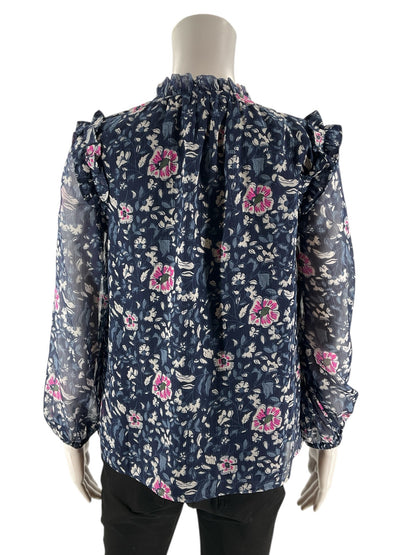 Vineyard Vines - Navy/Pink/White Floral Pre-Owned Casual Top - Size XS