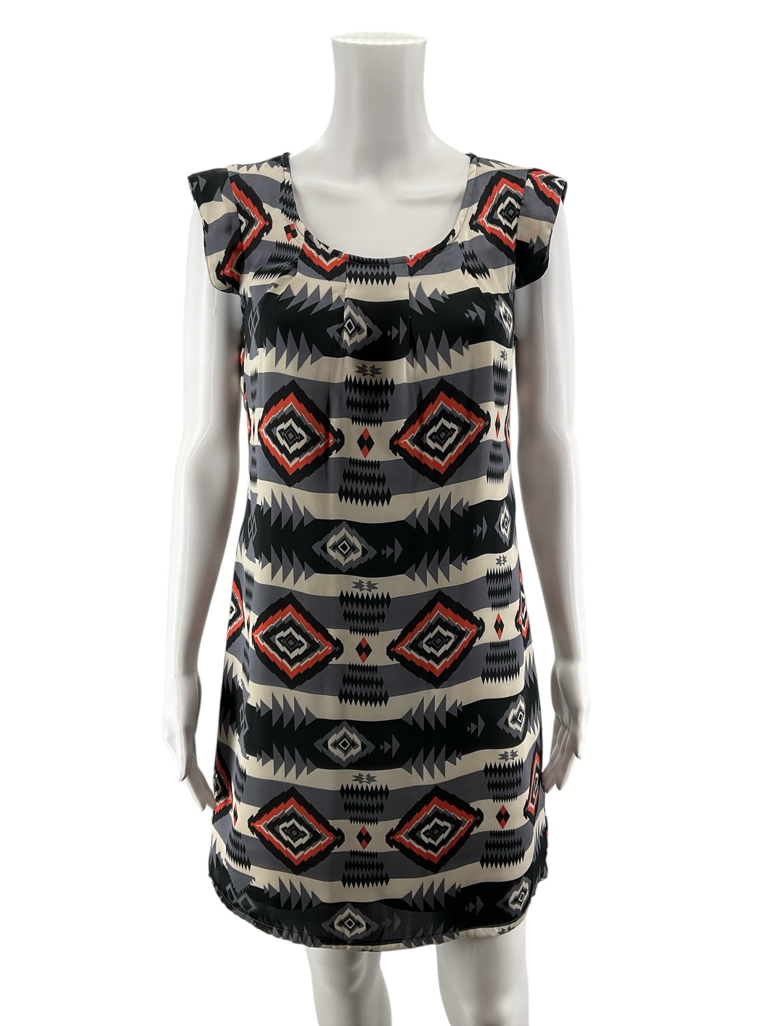 Tulle Size Small Cream/Gray/Black Print Pre-Owned Ladies Dress
