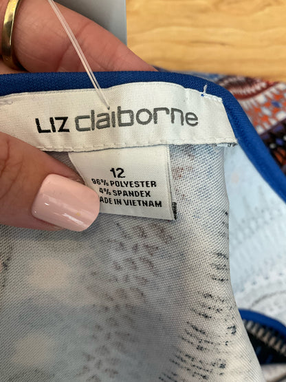 Liz Claiborne Geometric Chevron Print A-Line Sleeveless Dress Size 12