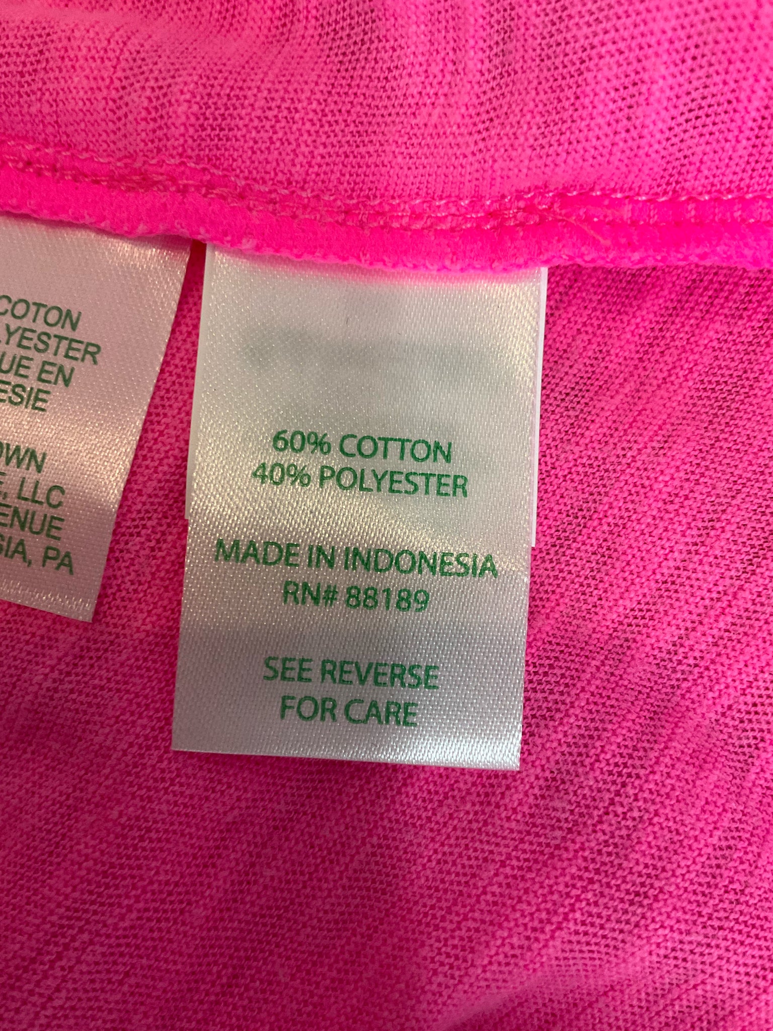 Lilly Pulitzer Etta V-Neck Tee Hot Pink Long Sleeve Slub Top Size Large