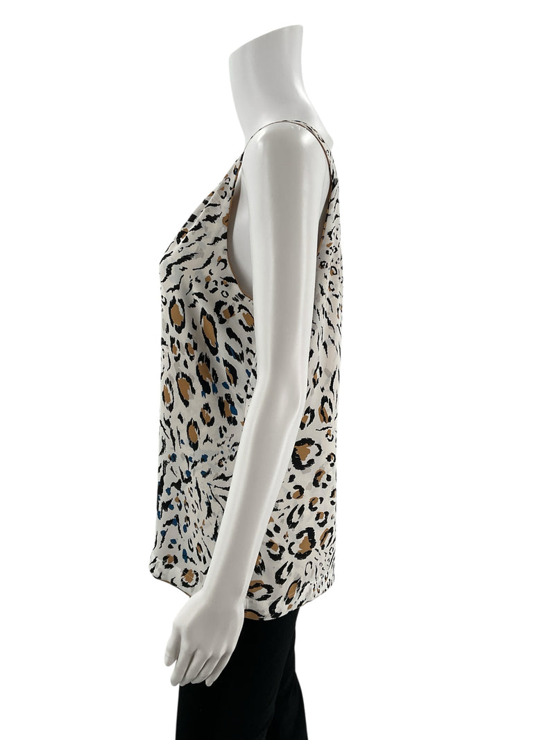 White House Black Market Tan/Black Animal Pre-Owned Top - Size Small