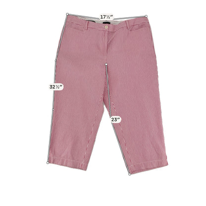 Talbots Pink &amp;amp; White Seersucker Stripe Side-Tab Crop Pants Size 16