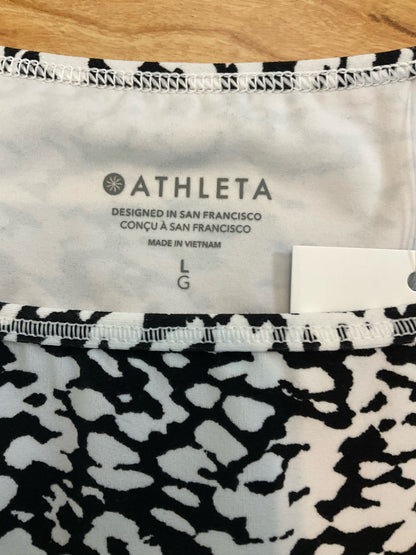 Athleta Conscious Crop Tank Top Large Black White Abstract Print Athletic Yoga
