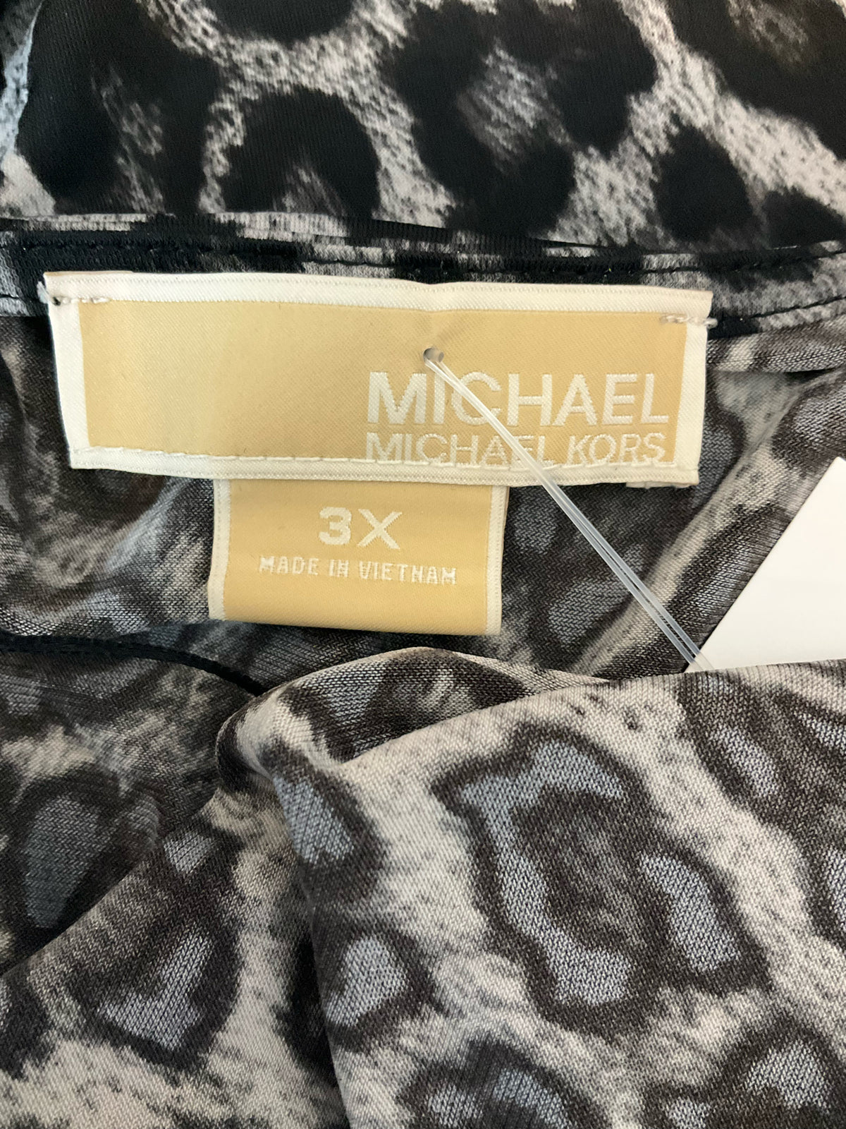 MICHAEL Michael Kors Plus Size 3X Cowl-Neck Animal Print Dress - Gray, Black - ONLINE ONLY