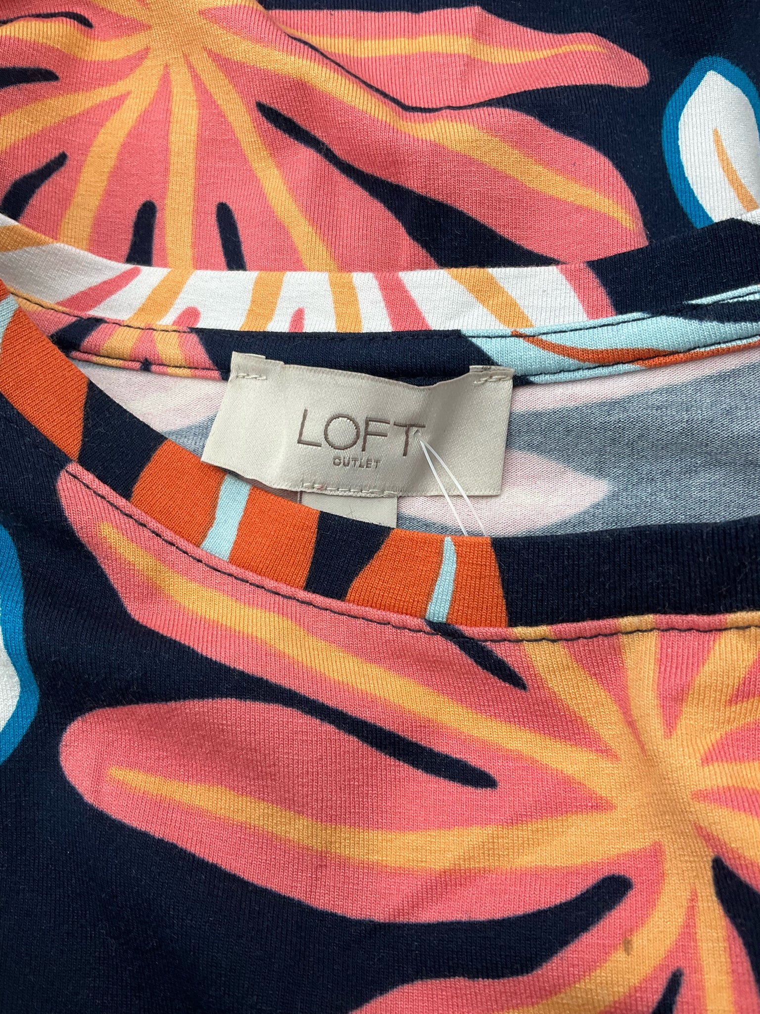 Loft Outlet navy/coral Floral Loft Navy/Coral Floral Pre-Owned Ladies Dress - Size Medium - Size M