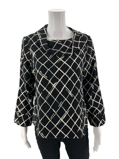 Habitat -  black/white Diamond Pre-Owned Ladies Casual Top - Size XS