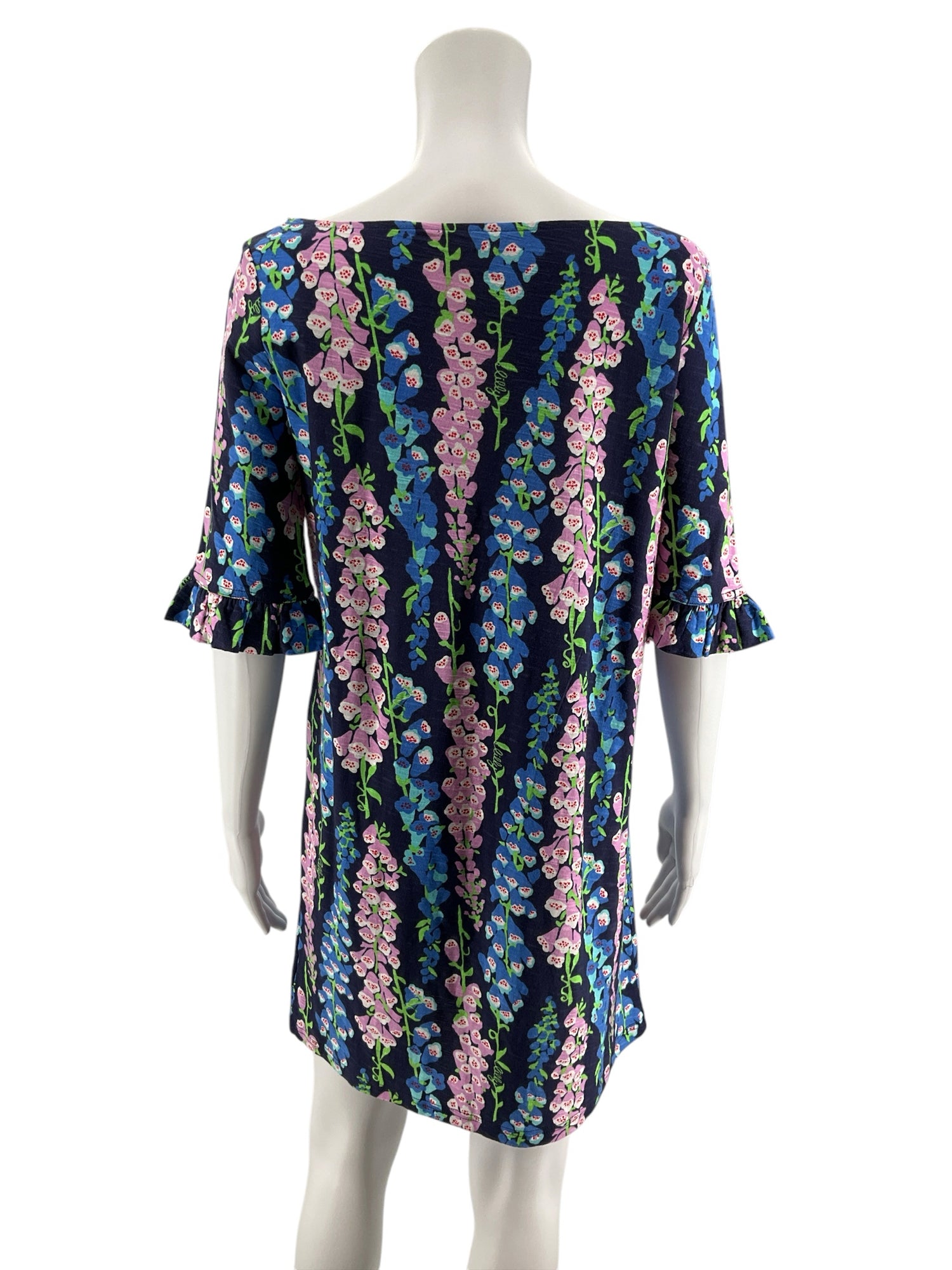 Lilly Pulitzer Tabbie Tunic Dress Blue Peri Foxglove Floral Size Small