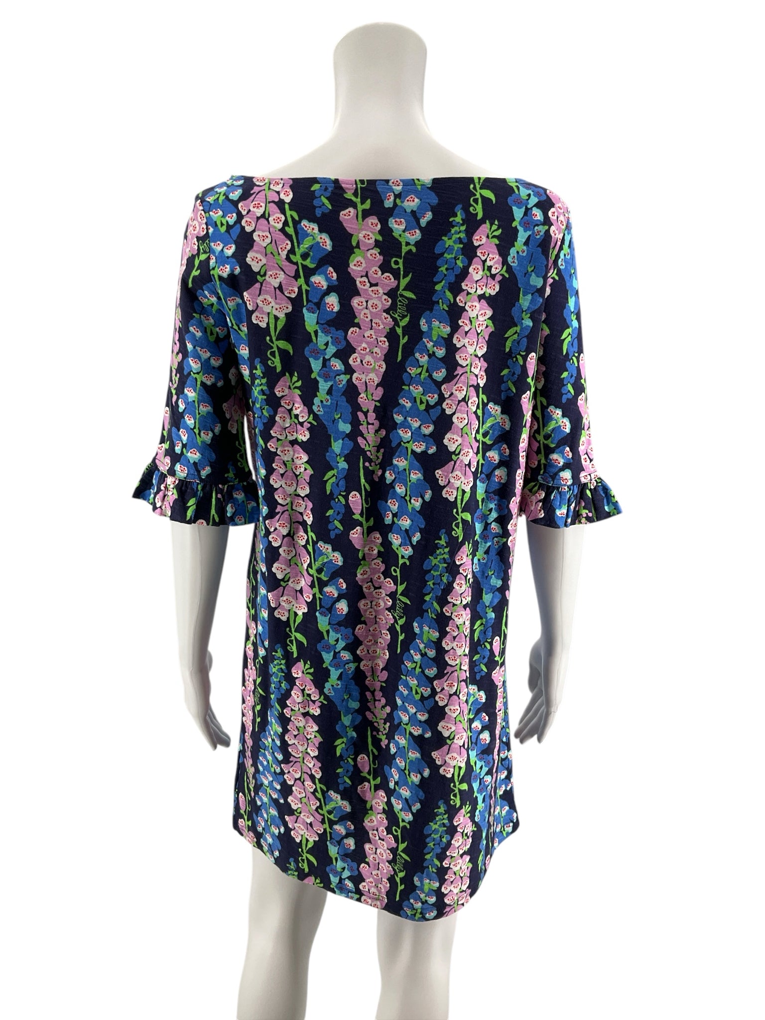 Lilly Pulitzer Tabbie Tunic Dress Blue Peri Foxglove Floral Size Small