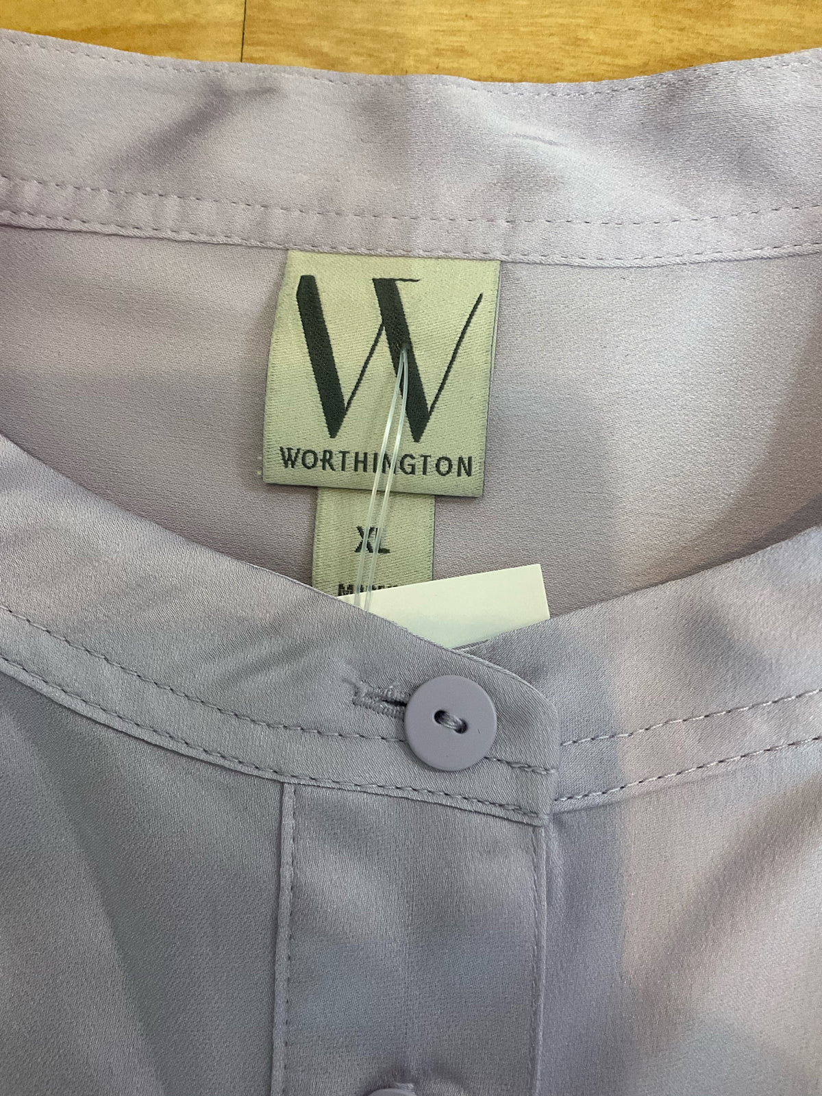 Worthington Lavender Mandarin Collar Cap Sleeve Blouse Top XL